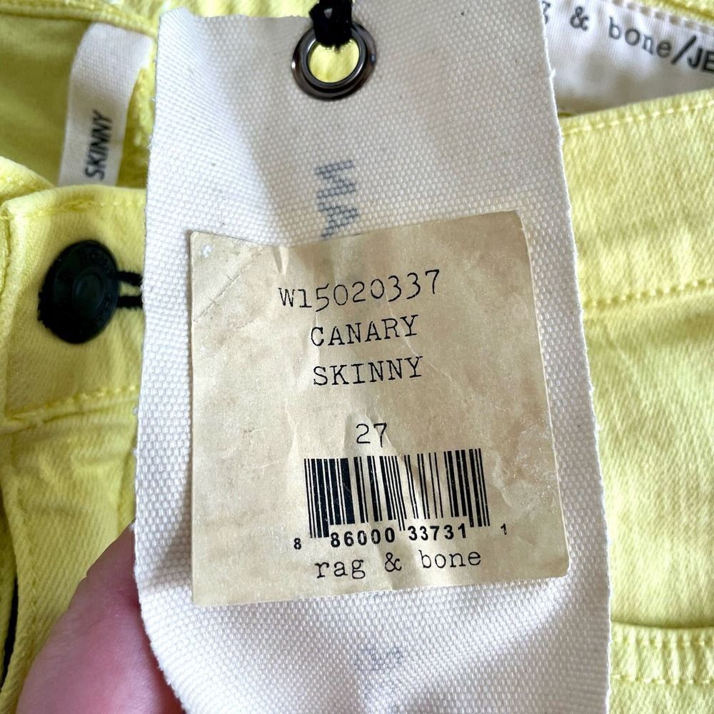 NWT Rag & Bone Canary Yellow Skinny Jeans - Size: 27 - Picture 6 of 15